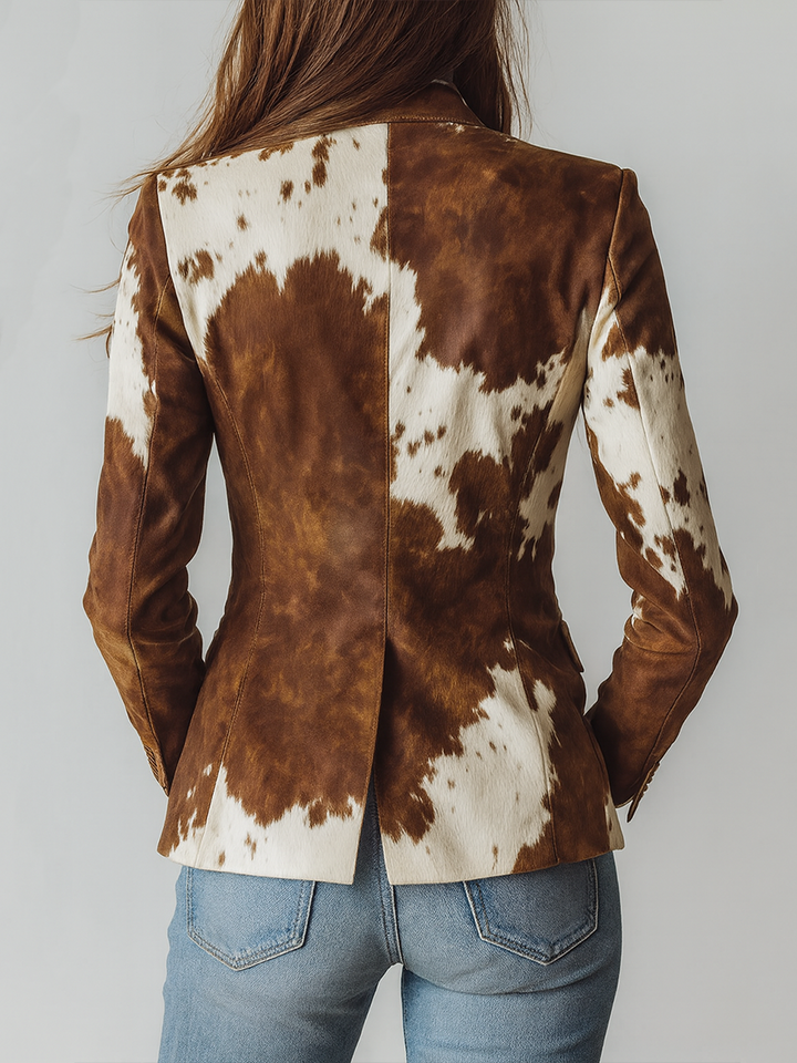 Vintage Cow Print Blazer
