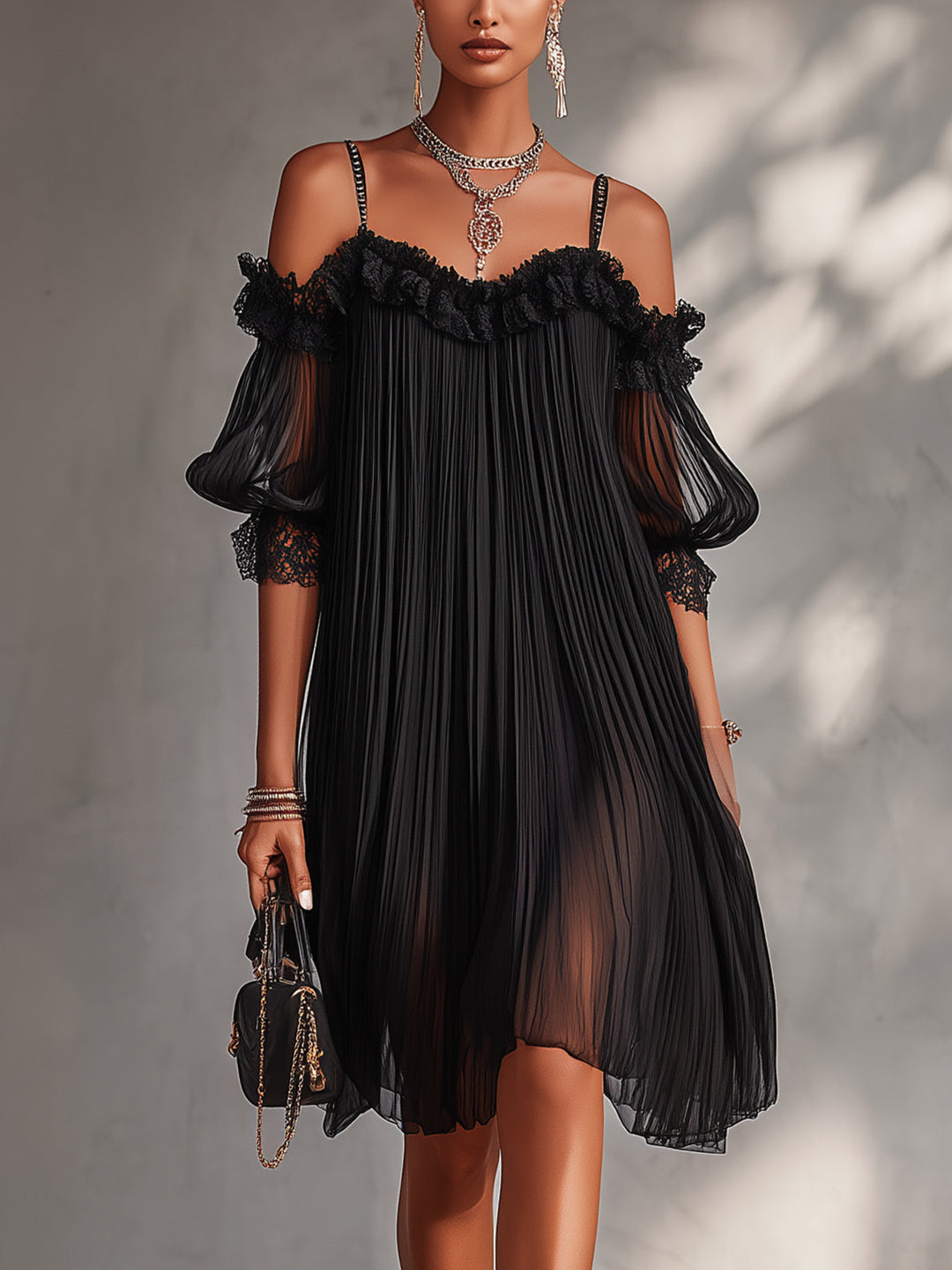 Vittoria | Off-Shoulder Black Mini Dress
