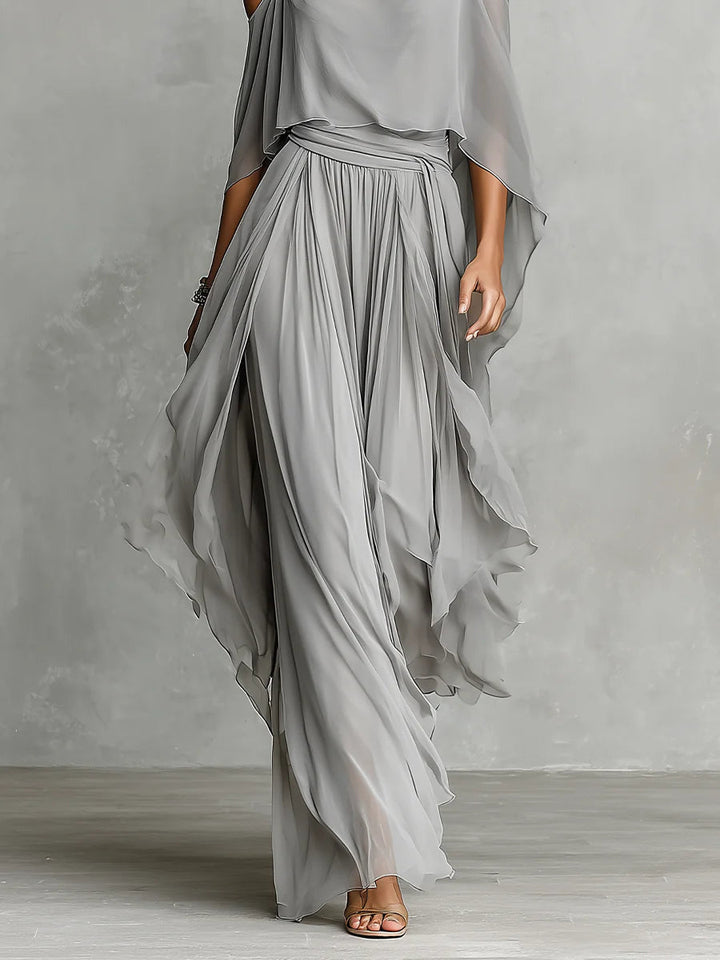 Gray Off-Shoulder Camisole and Pants Set