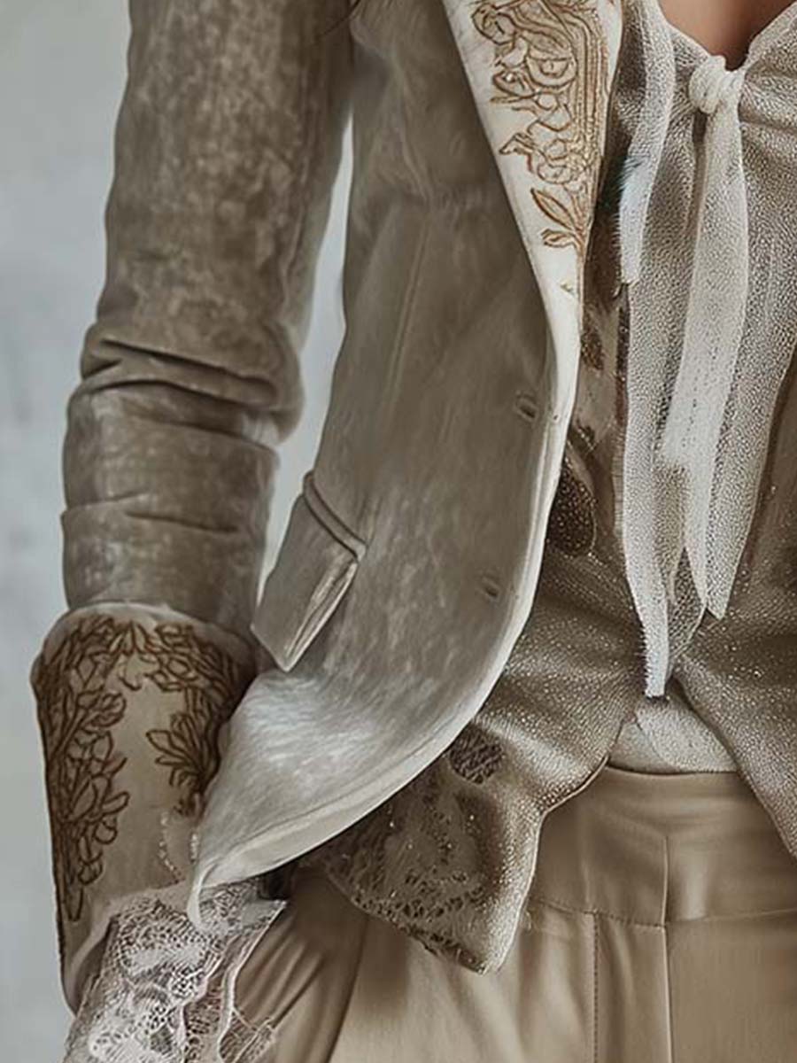 Ivory Embroidered Tailored Blazer