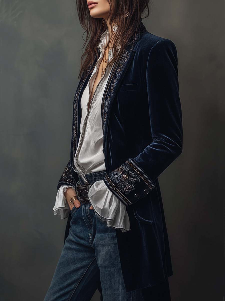 Vintage Embroidered Longline Jacket