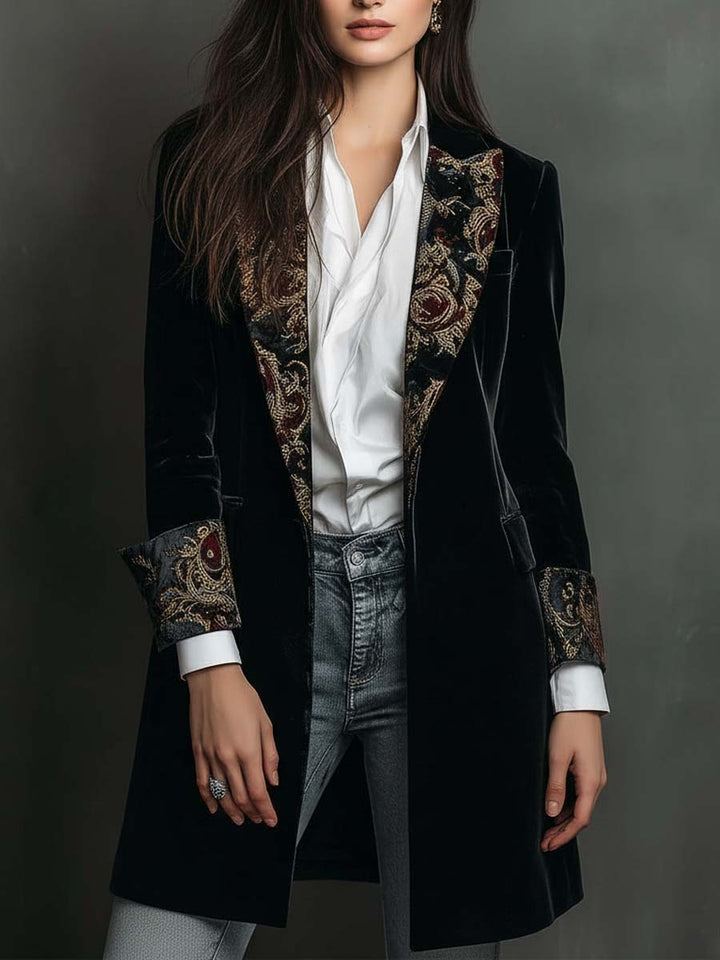Black Baroque Print Blazer