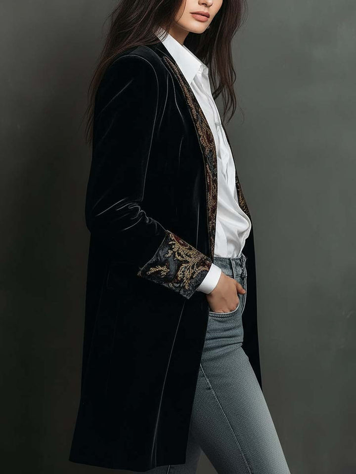 Black Baroque Print Blazer