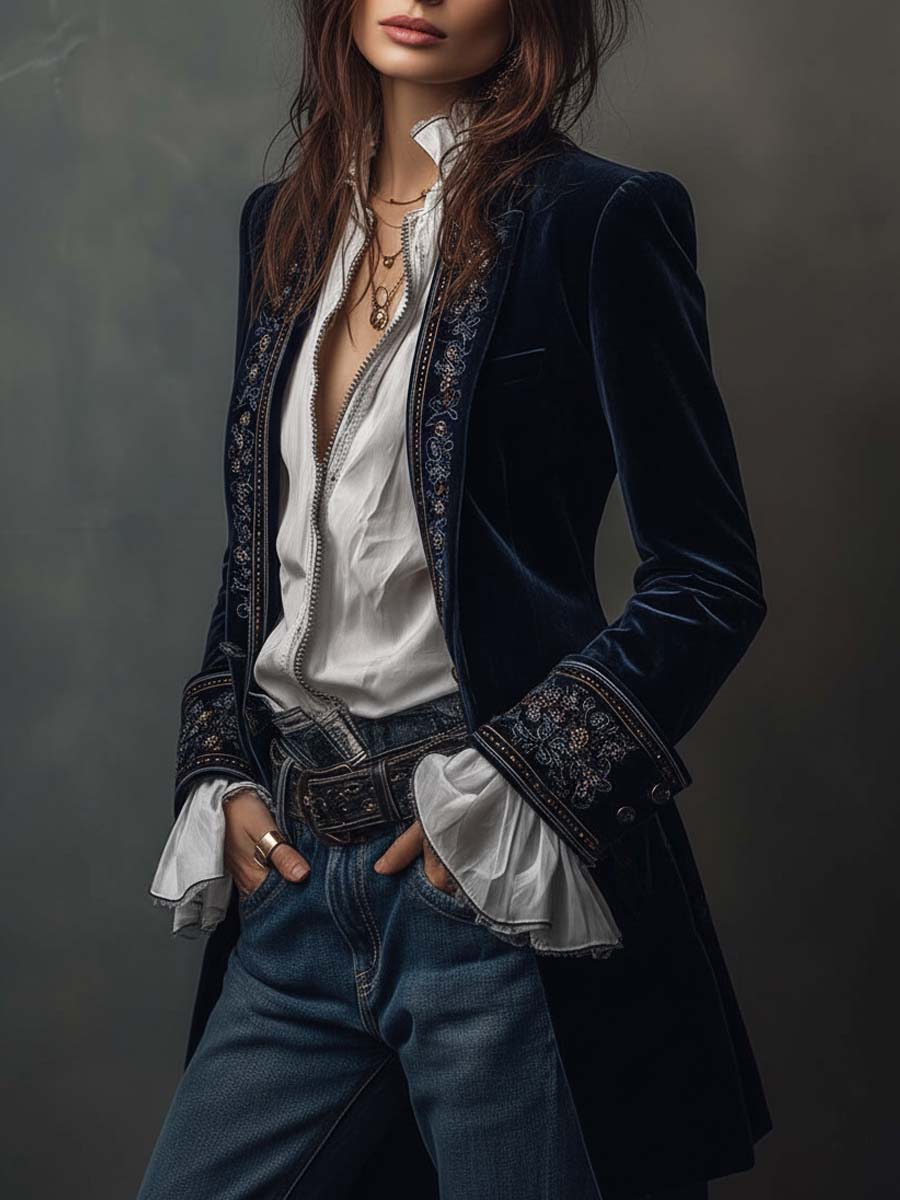 Vintage Embroidered Longline Jacket