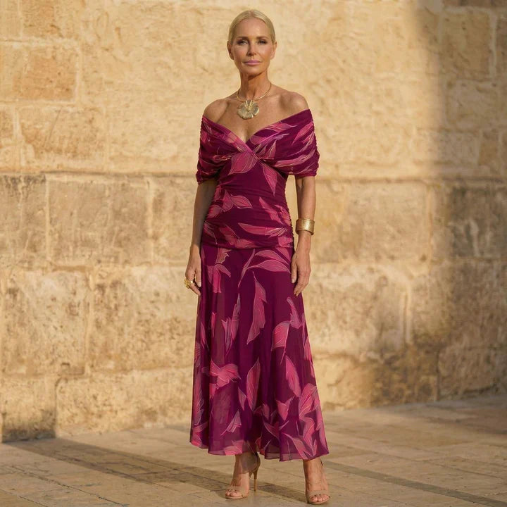 Emilia Elegant Flowing Dress - Berry