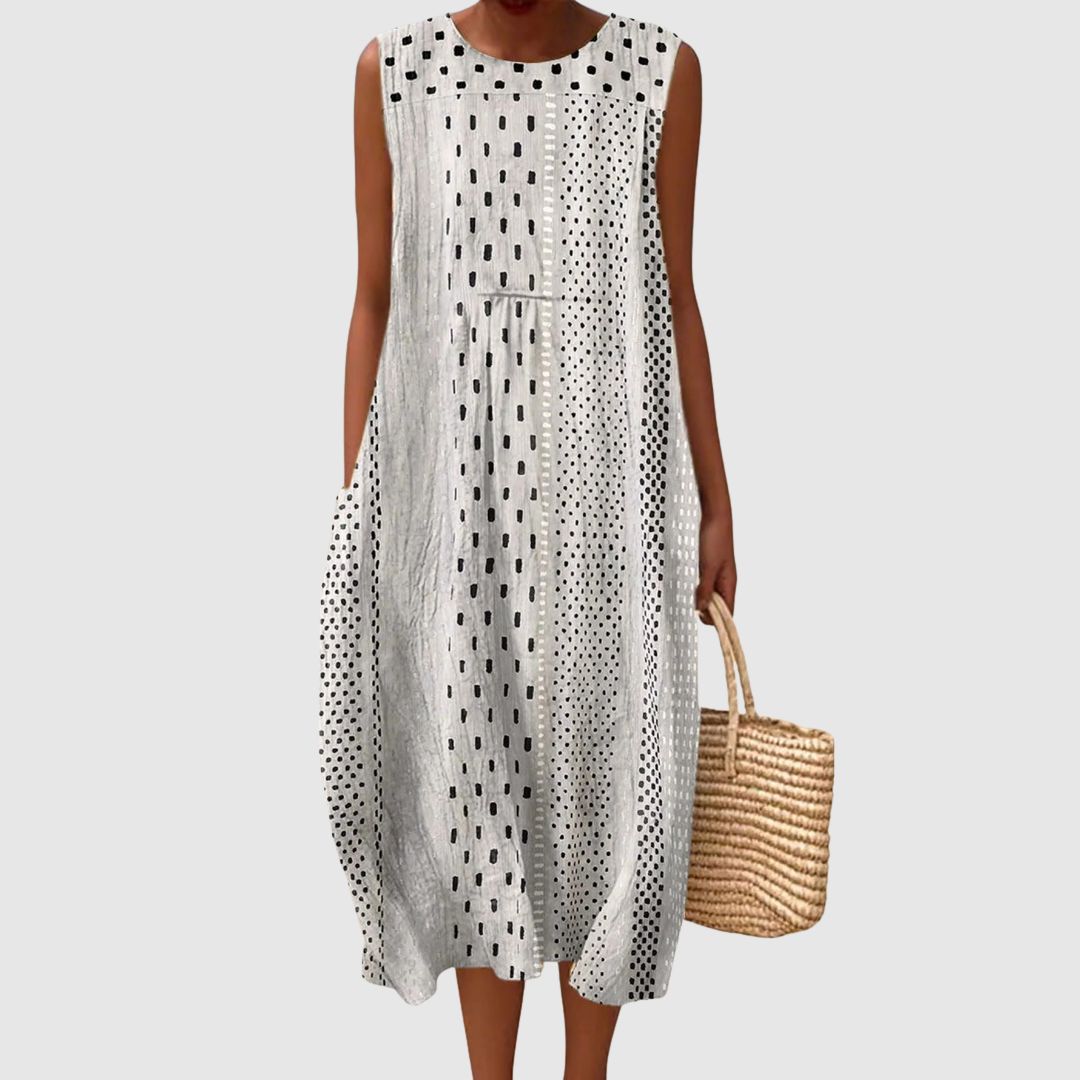 Poppy | Women's Vintage Abstract Geometry Art Print Sleeveless Pocket Wrap Dress