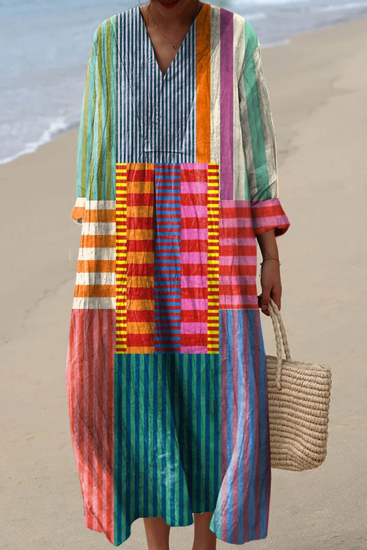 Lian | Colourful Striped Midi Dress