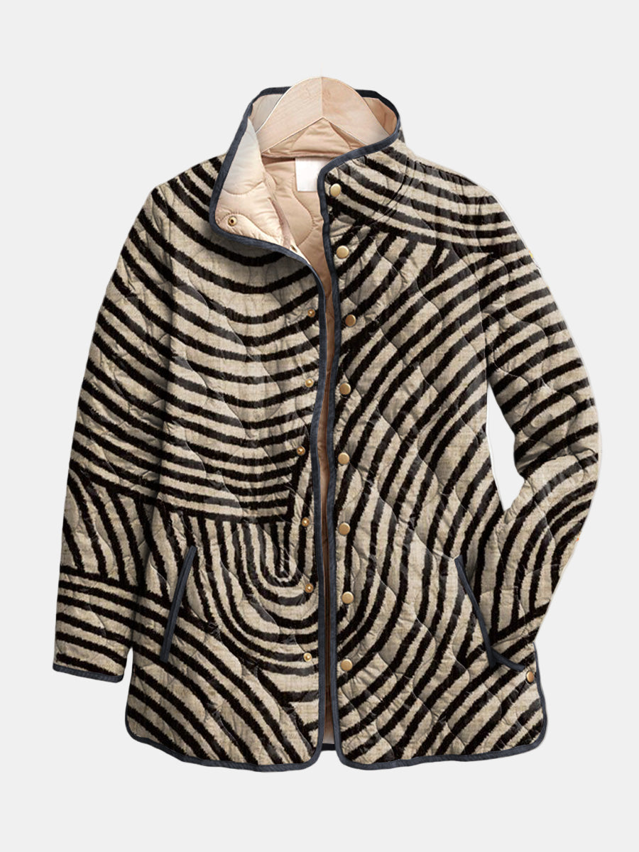 Inaya | Hand-Drawn Circle Print Quilted Jacket