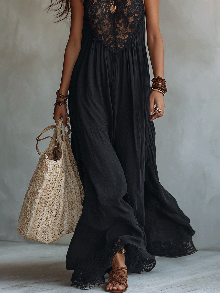 Elegant Bohemian Sleeveless Evening Maxi Dress