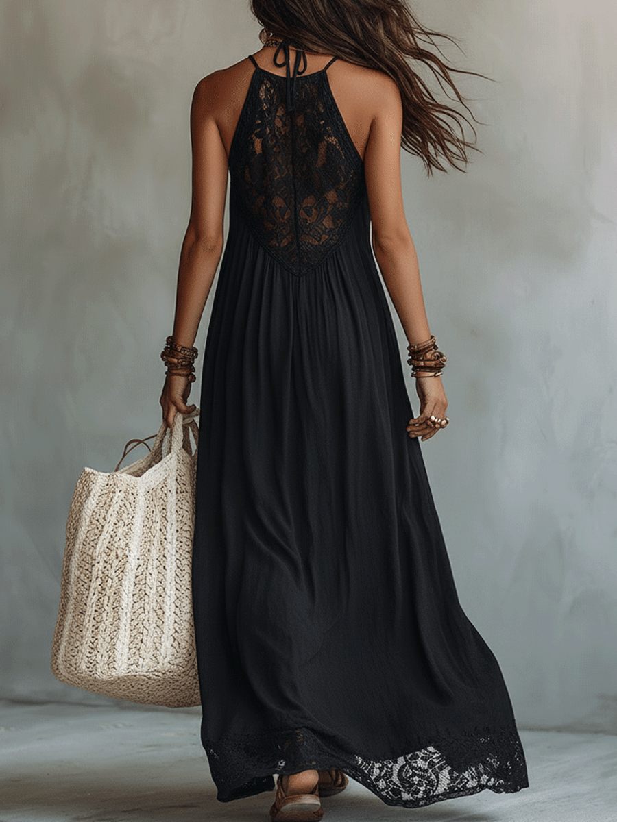 Elegant Bohemian Sleeveless Evening Maxi Dress