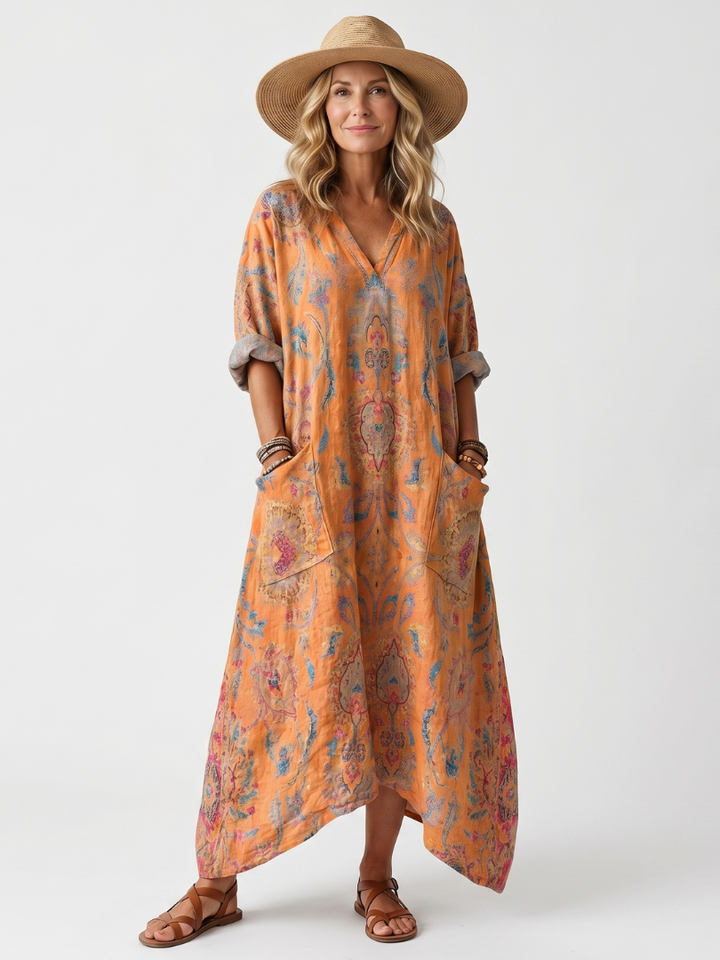 Aleta | Button Front Oversized Pocket Midi Dress