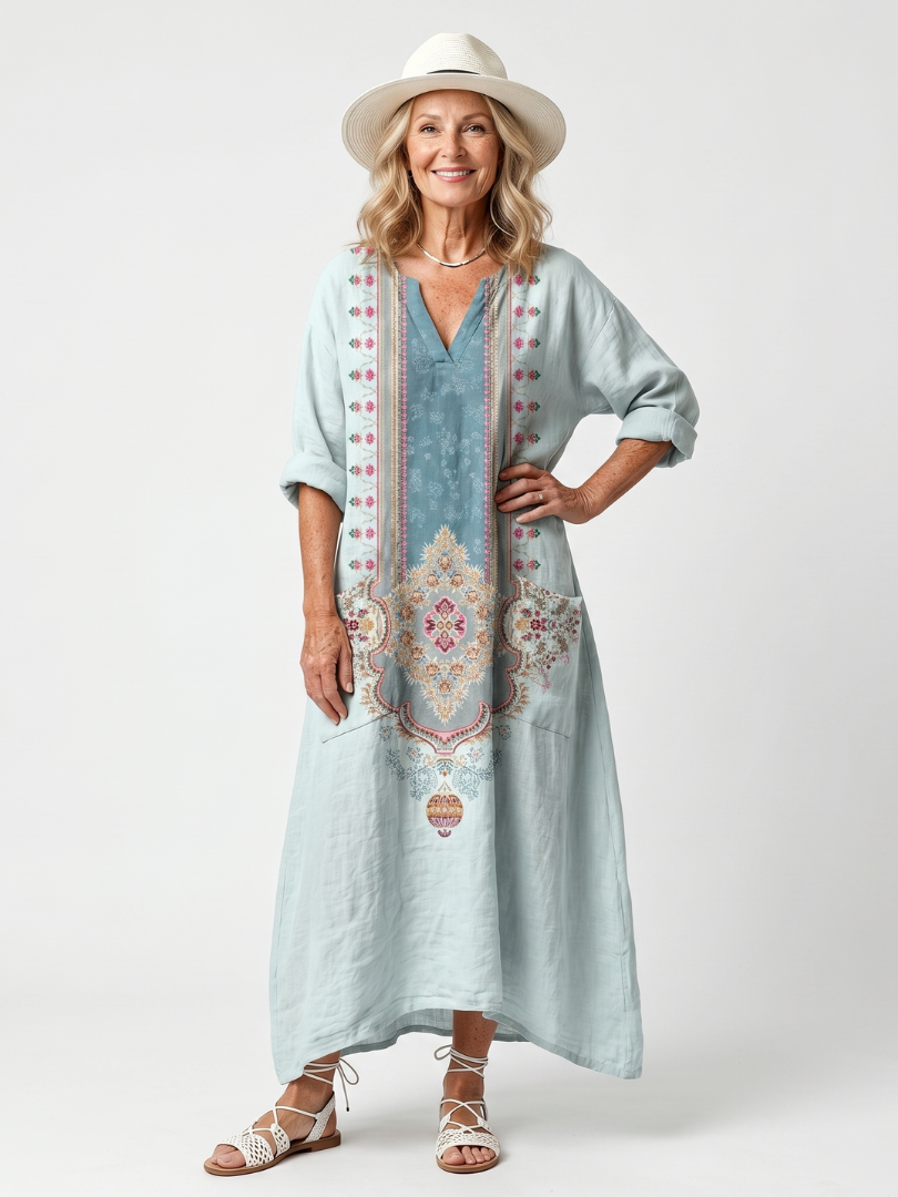 Aleta | Button Front Oversized Pocket Midi Dress
