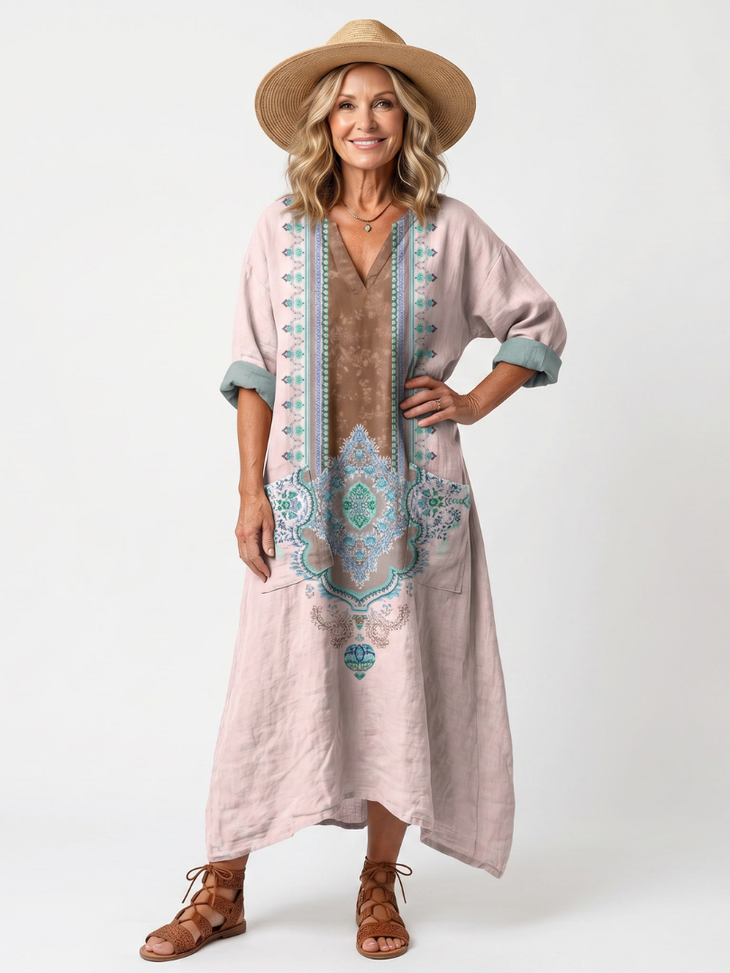 Aleta | Button Front Oversized Pocket Midi Dress
