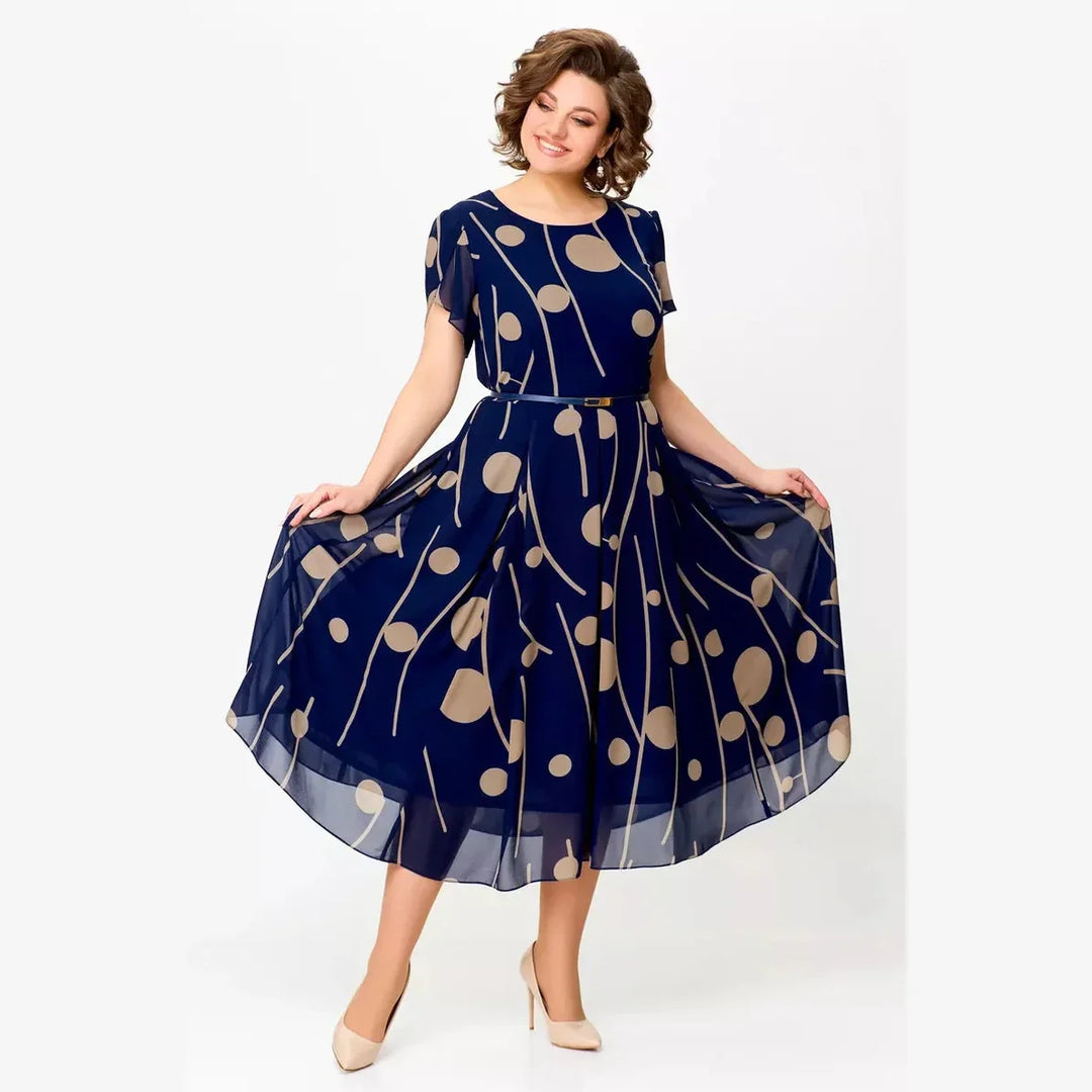 Ivy | Navy Polka Dot Print Midi Dress