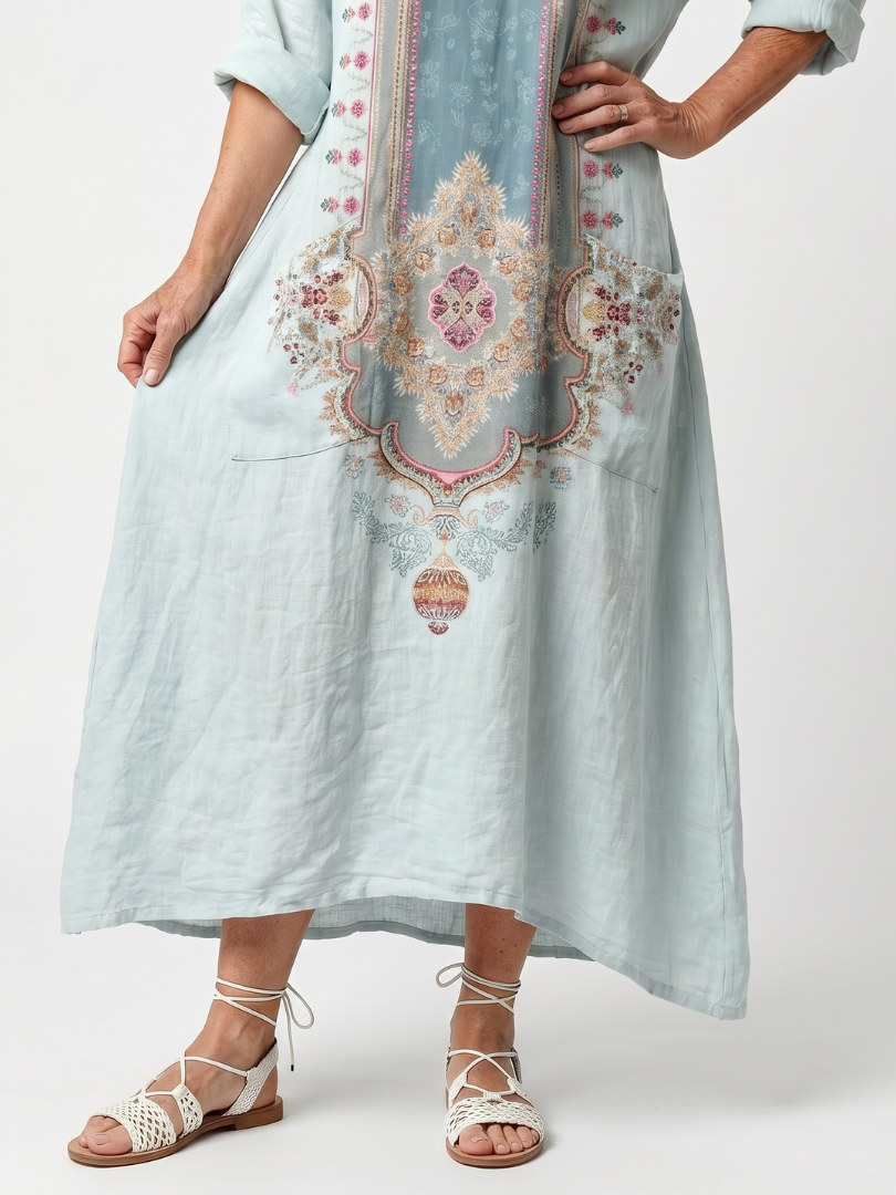 Aleta | Button Front Oversized Pocket Midi Dress