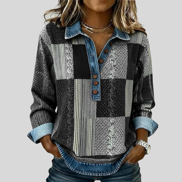Vavina | Colorblock Print Sweatshirt