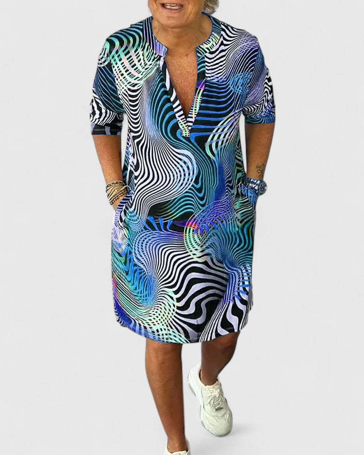 Eleri |  Leaf Print V-neck Dress