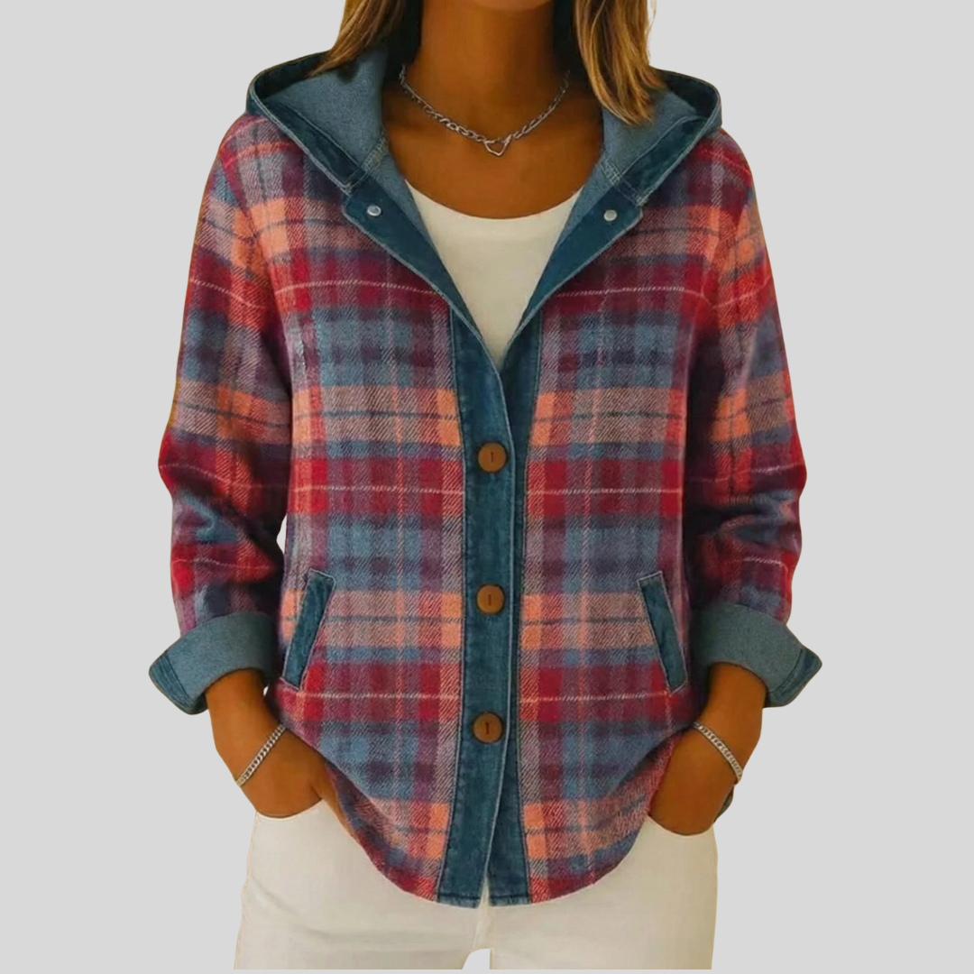 Sarah | Denim Chequed Sweatshirt
