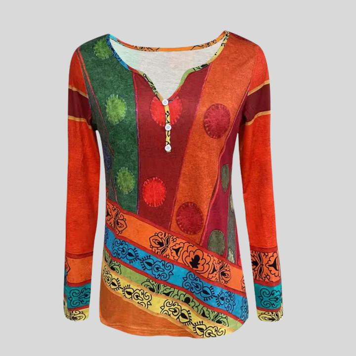 Alyra | Ethnic Print Long Sleeved Blouse