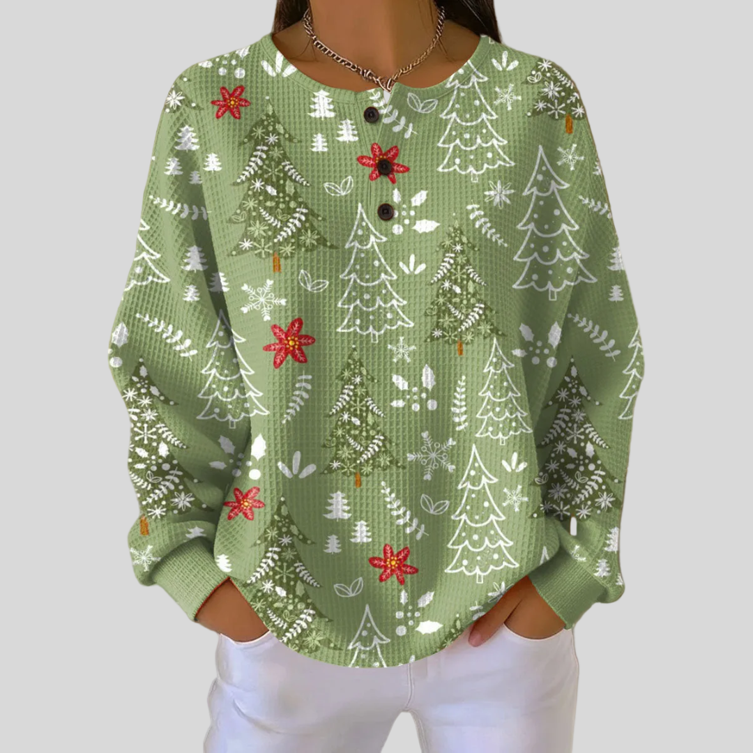 Ingrid | Christmas Tree Motif Sweatshirt