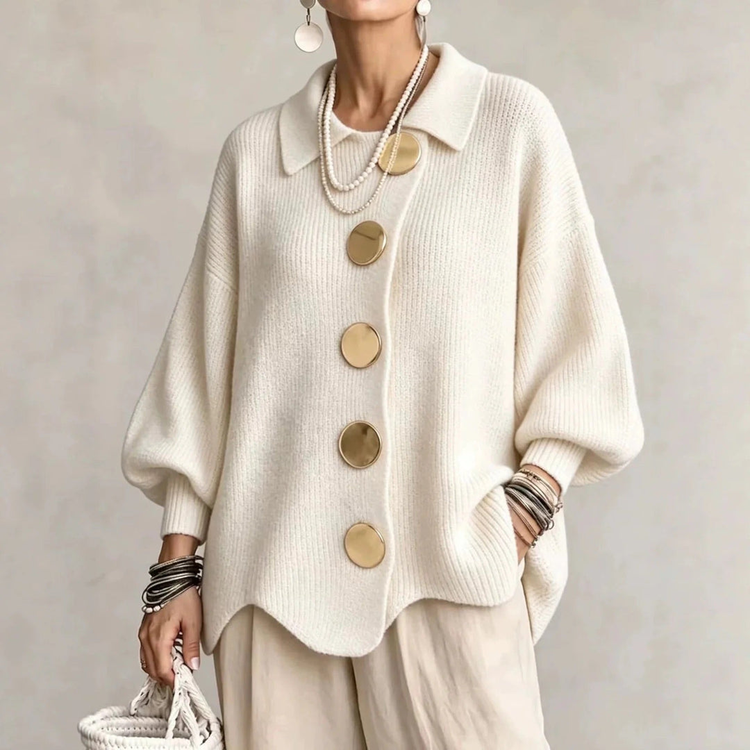 Karina | Oversized Collared Button Cardigan