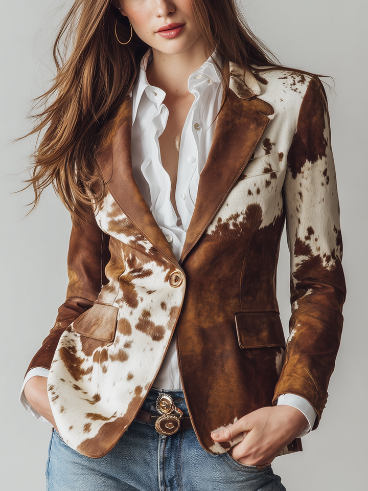 Vintage Cow Print Blazer