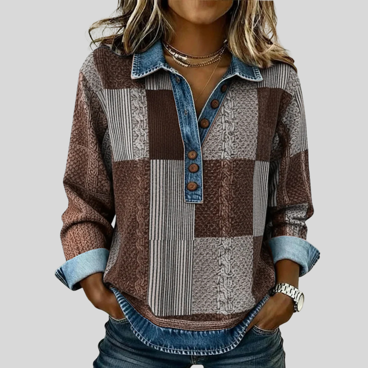 Vavina | Colorblock Print Sweatshirt