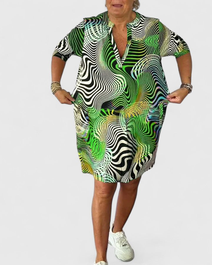 Eleri |  Leaf Print V-neck Dress