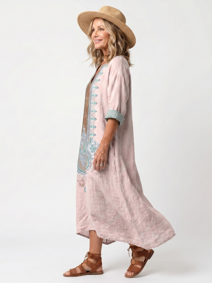 Aleta | Button Front Oversized Pocket Midi Dress