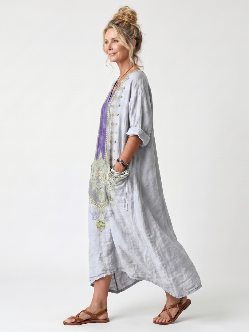 Aleta | Button Front Oversized Pocket Midi Dress