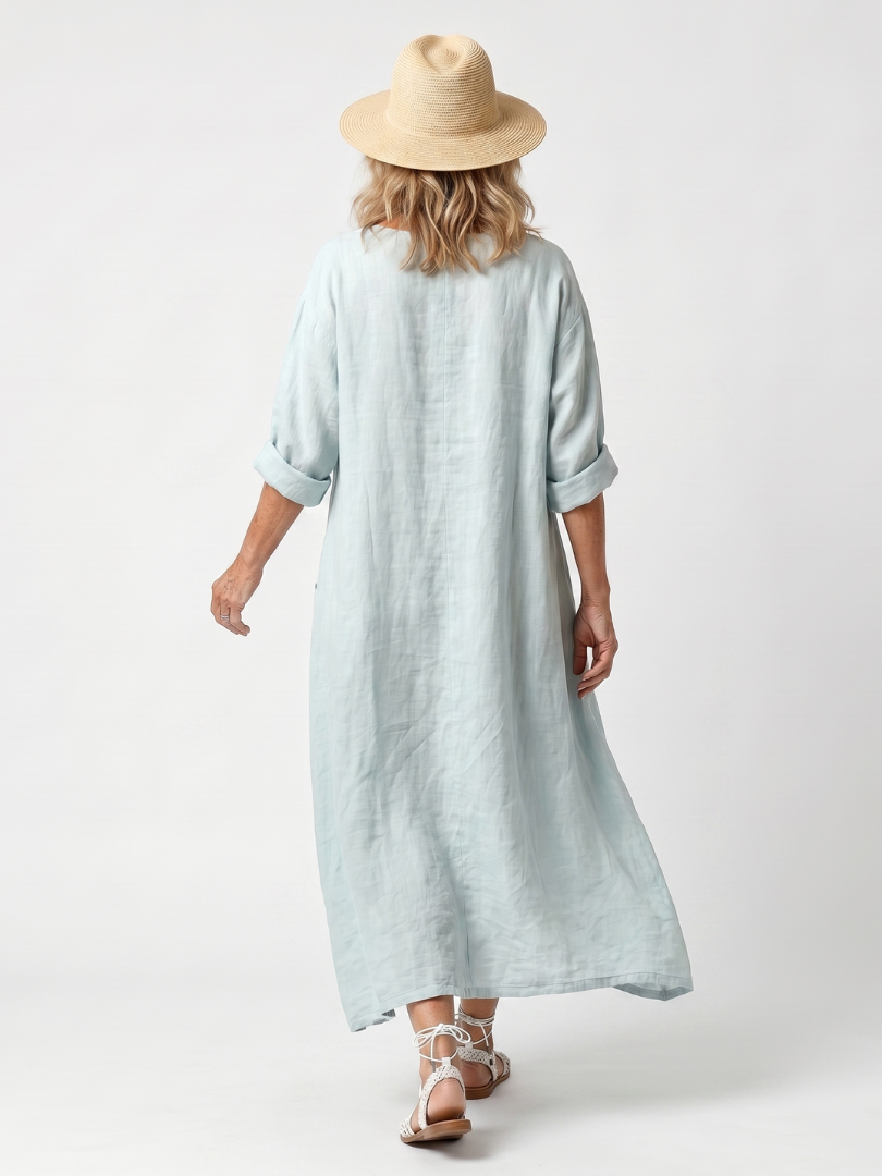 Aleta | Button Front Oversized Pocket Midi Dress