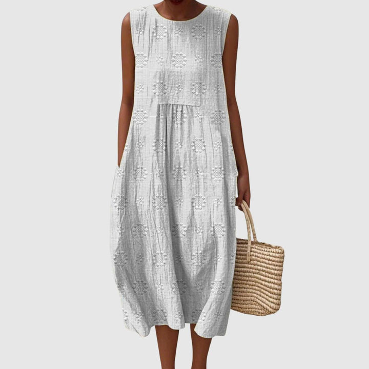 Alice | Women's Vintage Floral Pattern Art Print Sleeveless Pocket Wrap Dress