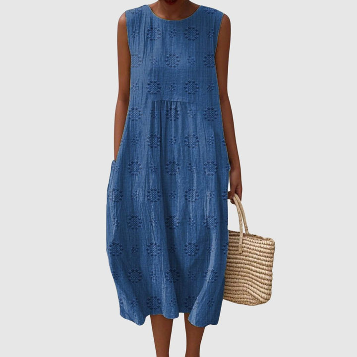 Alice | Women's Vintage Floral Pattern Art Print Sleeveless Pocket Wrap Dress
