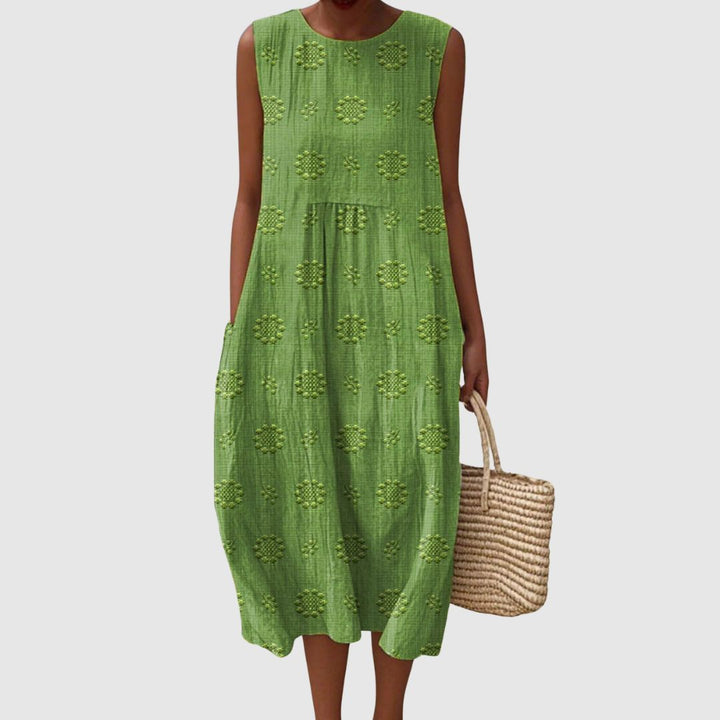 Alice | Women's Vintage Floral Pattern Art Print Sleeveless Pocket Wrap Dress