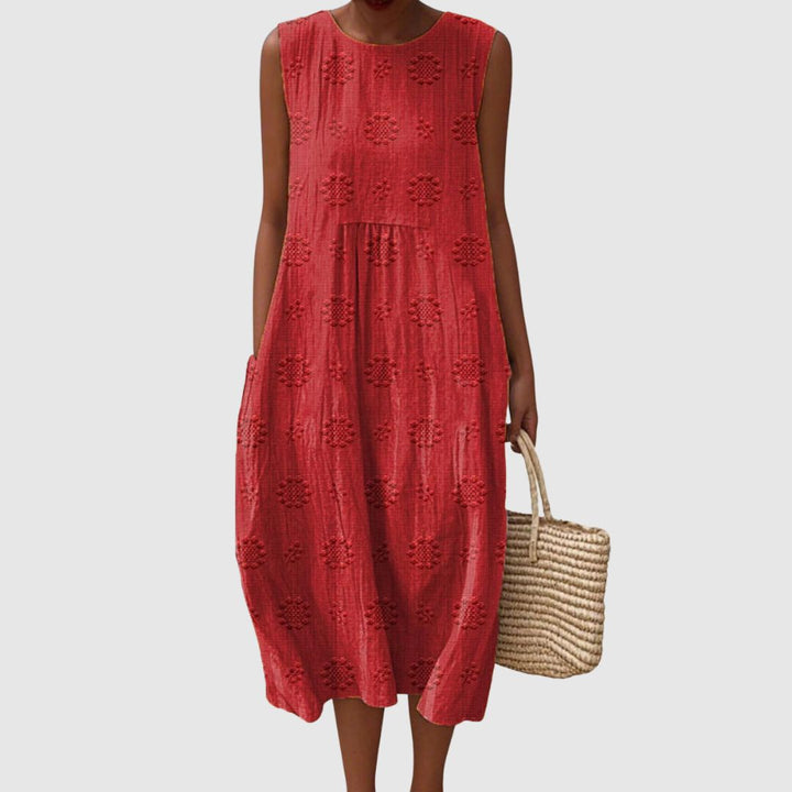 Alice | Women's Vintage Floral Pattern Art Print Sleeveless Pocket Wrap Dress