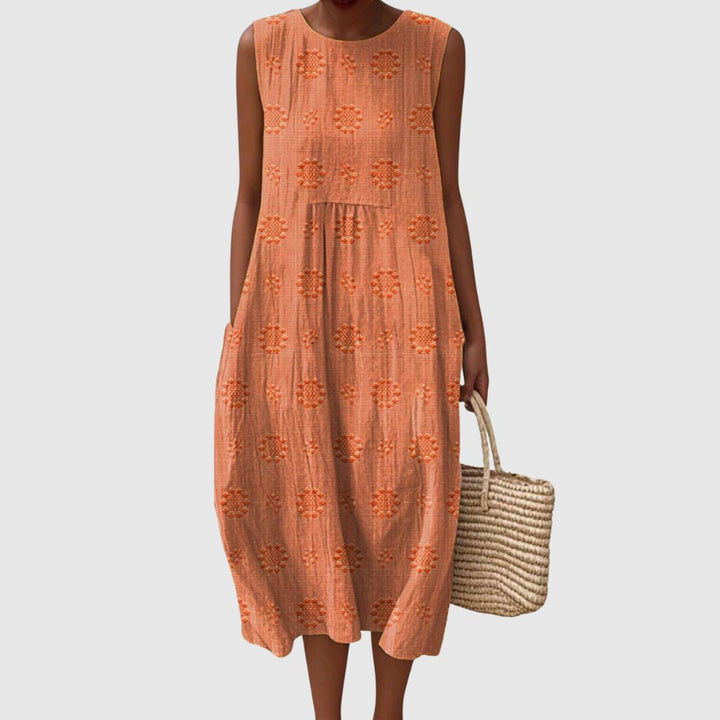 Alice | Women's Vintage Floral Pattern Art Print Sleeveless Pocket Wrap Dress