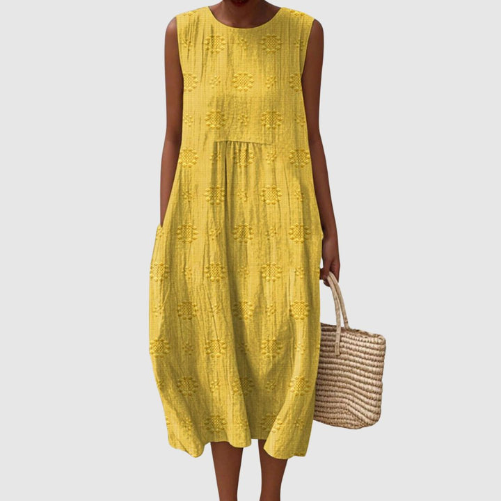 Alice | Women's Vintage Floral Pattern Art Print Sleeveless Pocket Wrap Dress