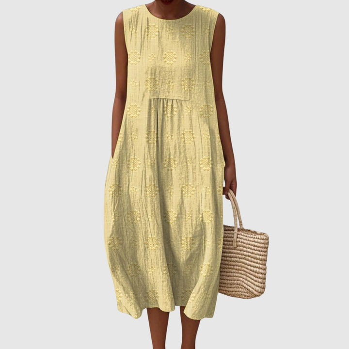 Alice | Women's Vintage Floral Pattern Art Print Sleeveless Pocket Wrap Dress