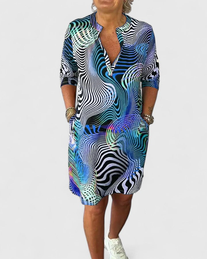 Eleri |  Leaf Print V-neck Dress