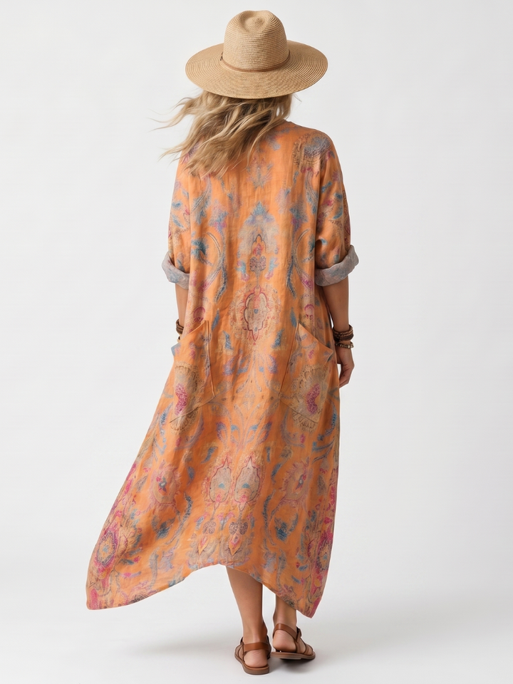 Aleta | Button Front Oversized Pocket Midi Dress