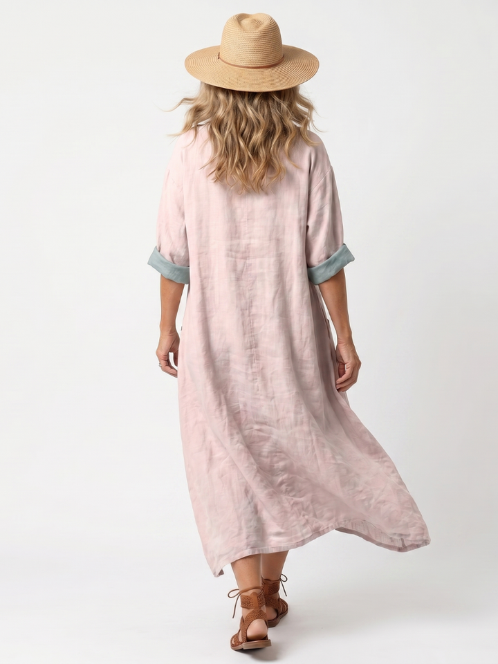 Aleta | Button Front Oversized Pocket Midi Dress