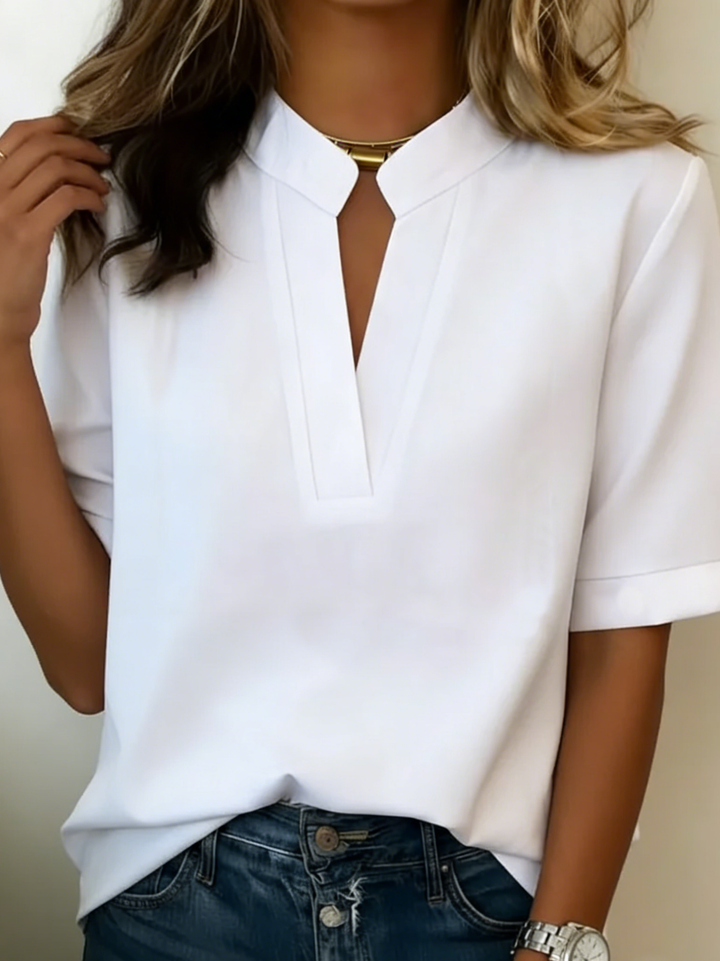 Margaux | V-Neck Blouse with a Golden Detail