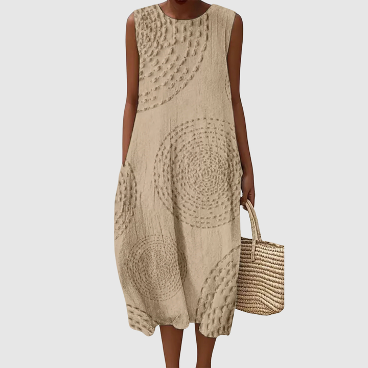 Matilda | Women's Vintage Abstract Geometric Art Print Sleeveless Pocket Wrap Dress