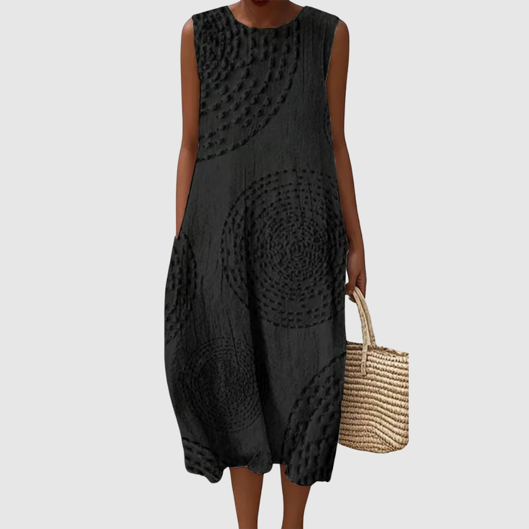 Matilda | Women's Vintage Abstract Geometric Art Print Sleeveless Pocket Wrap Dress