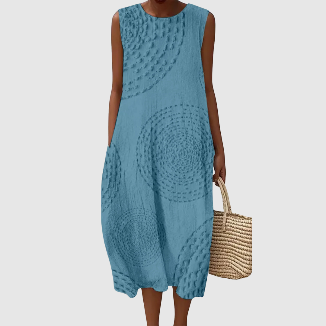 Matilda | Women's Vintage Abstract Geometric Art Print Sleeveless Pocket Wrap Dress