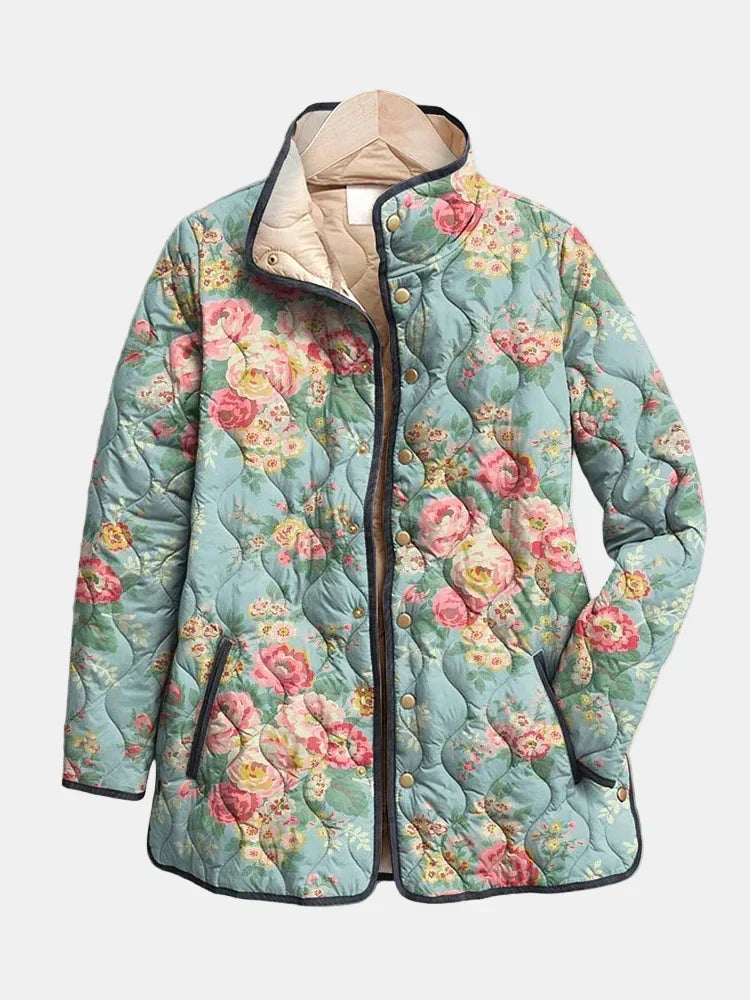Elara | Graceful Floral Print Quilted Jacket