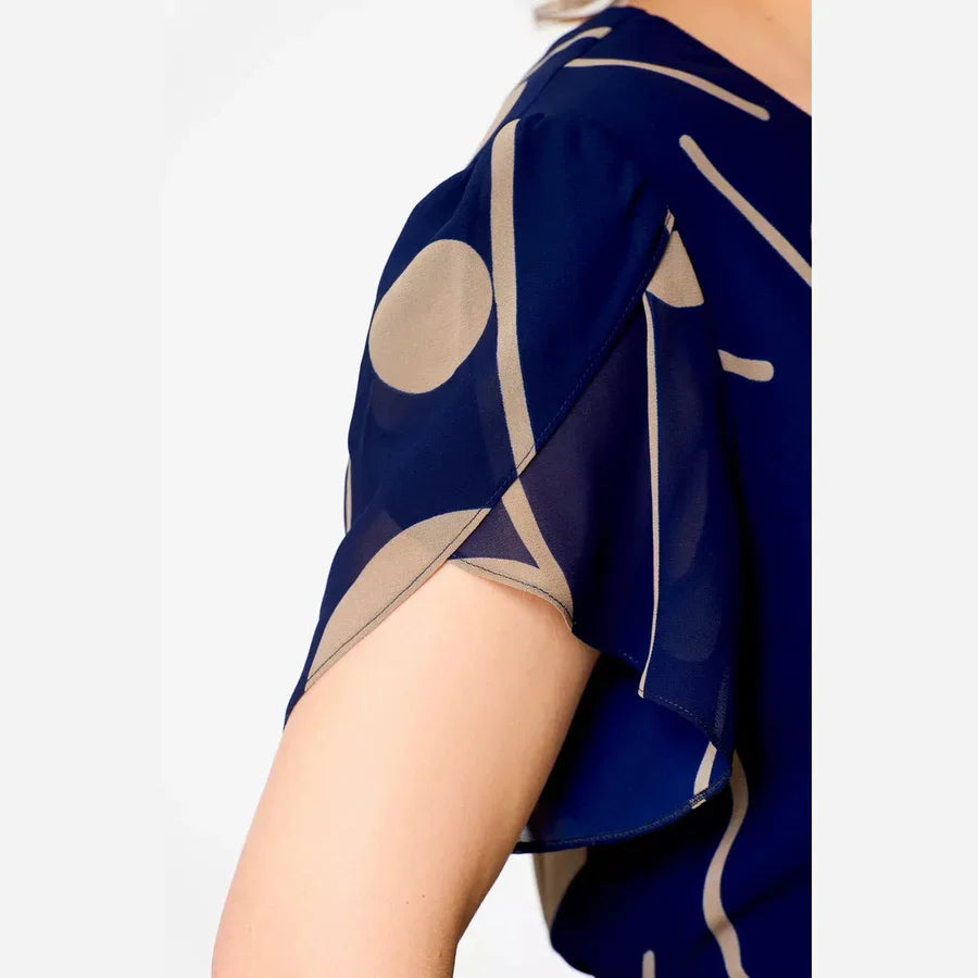 Ivy | Navy Polka Dot Print Midi Dress