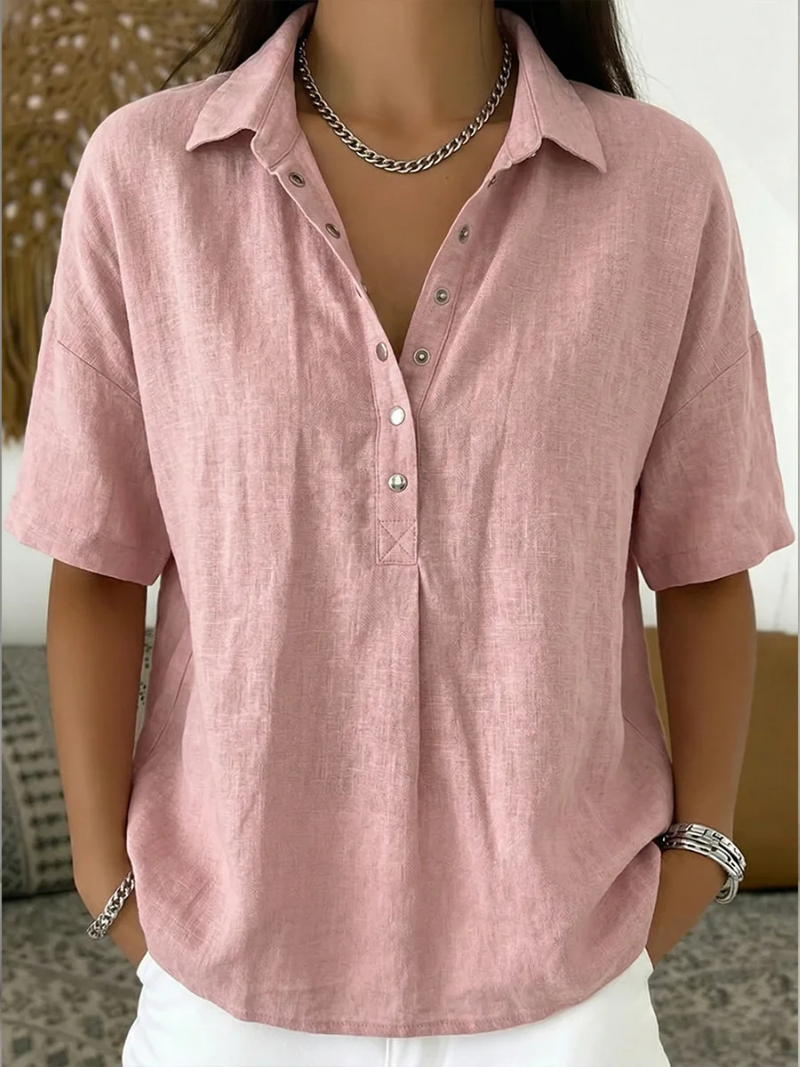 Tessa | Collared Button-Detail Blouse