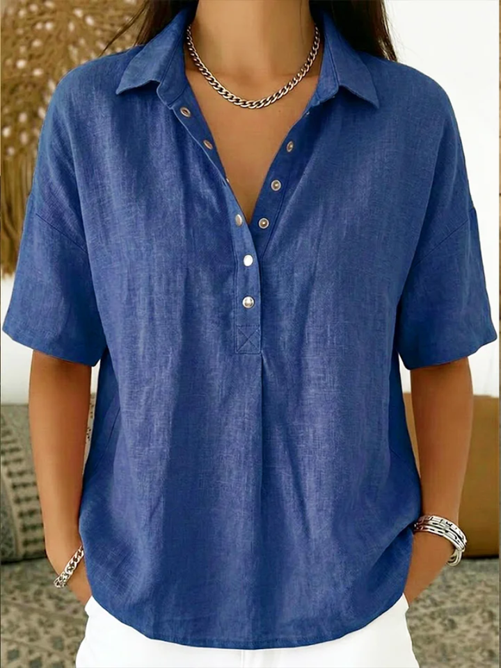 Tessa | Collared Button-Detail Blouse