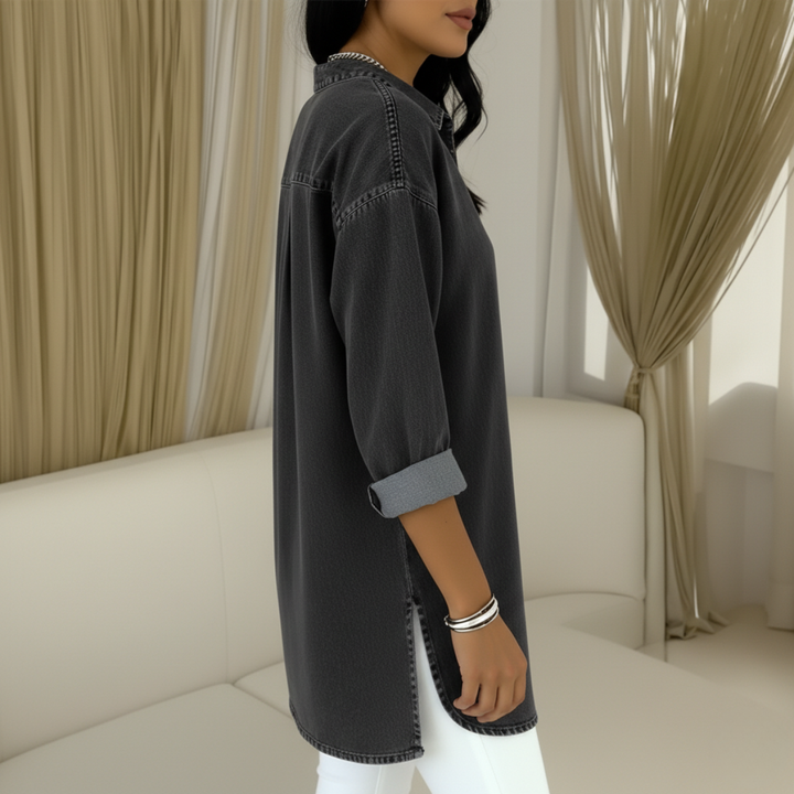 Wenelle | V-Neck Denim Shirt